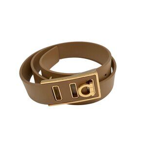 Salvatore Ferragamo Women's Beige Leather Gancini Belt